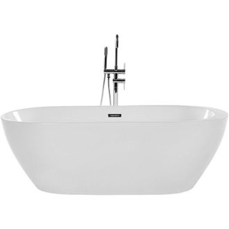 Beliani Beliani - Ba&ntilde;era Independiente De Acr&iacute;lico Blanco Plateado 170 Cm Con Rebosadero Moderno Nevis