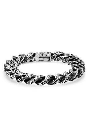HMY Jewelry Mens Oxidized Stainless Steel Scroll Chain Bracelet in Metallic at Nordstrom Rack