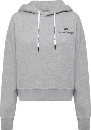 Chiara Ferragni Hooded katoenen sweatshirt met logo - Dames - Hoodies - Grijs - S - Katoen - Hoodies & sweatvesten