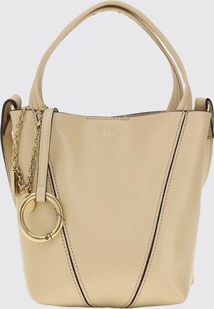 Chlo&eacute; Borsa a mano mini Spin in pelle di vitello a grana con anello