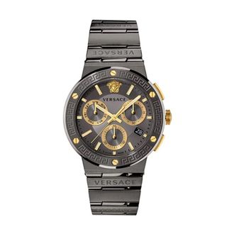 Versace Accessoires, Heren, Zwart, ONE Size, Horloge Greca Logo Chrono Vez 900521