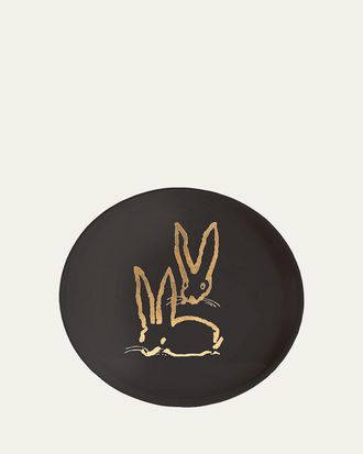 Hunt Slonem Royal Rabbit Gold Leaf and Lacquer Tray