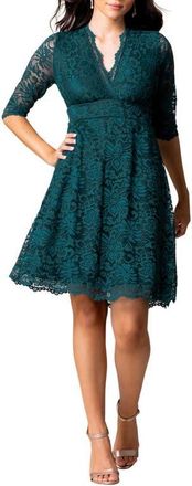 Kiyonna Mademoiselle A-Line Lace Cocktail Dress in Emerald Green at Nordstrom, Size X-Large
