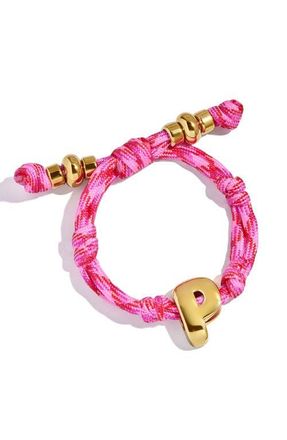 BaubleBar Knotty Initial Bracelet in Hot Pink/Gold at Nordstrom
