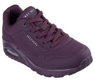 Skechers Wedgesneaker SKECHERS UNO STAND ON AIR, Damen, Gr. 35, rot (burgunder), Lederimitat, Schuhe Wedgesneaker, Freizeitschuh, Halbschuh, Schn&uuml;rschuh weich 