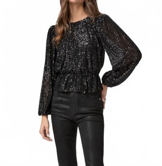Paige Vilma Long Sleeve Top In Black