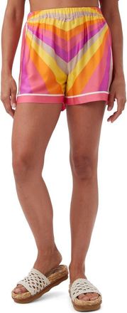 Trina Turk Chiavica 2 Chevron Pull on Satin Short in Multi at Nordstrom, Size Medium