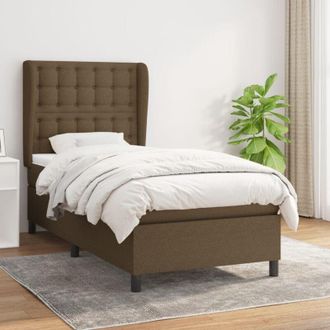 vidaXL Vidaxl - Cama Box Spring Con Colch&oacute;n Tela Marr&oacute;n Oscuro 90x200 Cm
