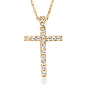 Pompeii3 1/10ct Diamond Cross Pendant 10K Yellow Gold