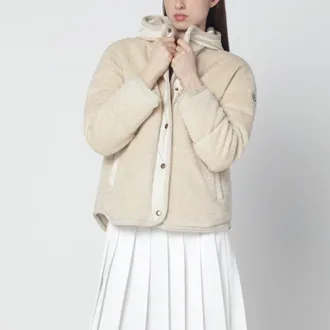 Moncler Ciboule short padded jacket in teddy-effect fleece