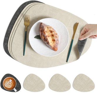 OEM Mantel Individual Posavasos, Mantel Individual Antideslizante Cara, Mantel Individual Posavasos Lavables E Impermeables, 42 X 34 Cm, Blanco Roto