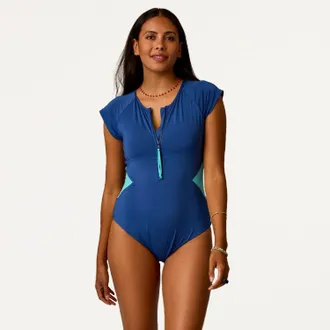 Carve Designs Womens All Day One-Piece Swimsuit Blue M Tall