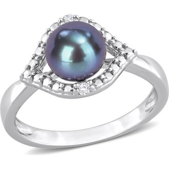 Delmar Black Pearl & White Topaz Ring at Nordstrom Rack, Size 7.5