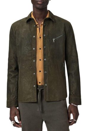 John Varvatos Kadd Suede Shirt Jacket in Eucalyptus at Nordstrom, Size 48