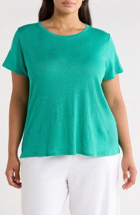 Eileen Fisher Organic Linen Crewneck T-Shirt in Sea Star at Nordstrom, Size 2 X