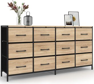 IDMarket Cassettiera In Tessuto A 12 Cassetti Utah 140 Cm Mobile Contenitore Di Design Industriale