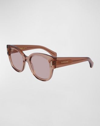Ferragamo Rivets Acetate Cat-Eye Sunglasses