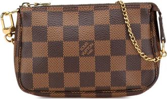 Louis Vuitton Borsa a mano Mini Pochette Accessoires in tela Damier Eb&egrave;ne 2016 - Marrone