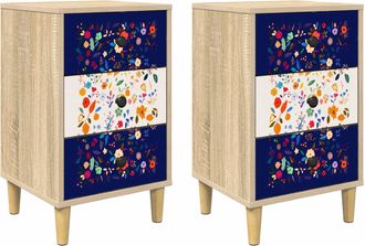 vidaXL Mesa De Noche Mainz 2 Uds. Roble Sonoma 36 X 33 X 60 Cm Vidaxl