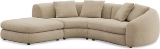 Castlery Fable Single Arm Sectional Sofa Left Facing Customized, (Washed Chenille) Sand, Machine Washable, Ultra Deep Seats for Sofas, Castlery
