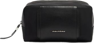 Piquadro Tassen, Dames, Zwart, ONE Size, Leer, Kleine Vanity Case van Waterafstotend Materiaal