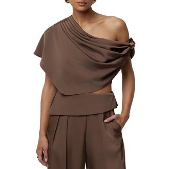 JLUXLABEL Gleam and Glow Satin Top in Chocolate at Nordstrom, Size Medium
