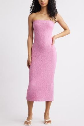 BP. Floral Lace Body-Con Midi Dress in Pink Moonlite at Nordstrom Rack, Size X-Large