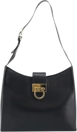 Ferragamo Pre-owned Shoulder Bags, female, Black, Size: ONE SIZE Pre-owned Leather Shoulder Bag