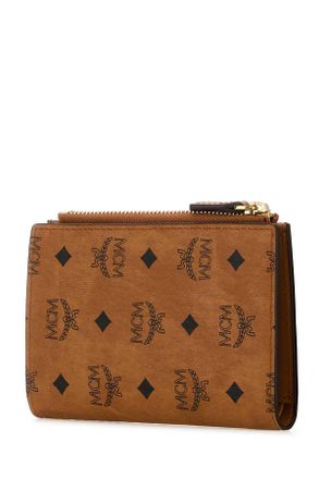 MCM Womens Printed Canvas Wallet Cognac Portafogli