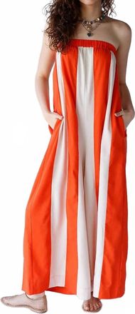 Wishlist Striped Strapless Jumpsuit In Sunkissed