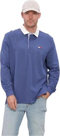 Tommy Jeans TJM RLX ESS Badge Rugby EXT - Heren - Polos - Blauw - XL - Katoen - Tops