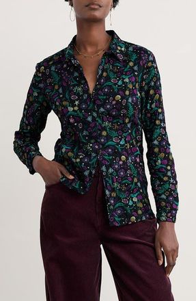 Seasalt Cornwall Larissa Printed Organic Cotton Button-Up Shirt in Illuminated Garden Onyx at Nordstrom, Size 4 Us
