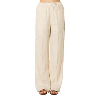 Isabelle Blanche Wijde broek - Dames - Broeken - Beige - Maat: M Katoen
