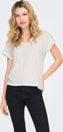 Only V-Shirt ONLY ONLFREE LIFE S/S V-NECK LACE TOP JRS, Damen, Gr. XL, cloud dancer detail:skye lace, Jersey, Obermaterial: 70% Modal, 30% Polyester, unifa