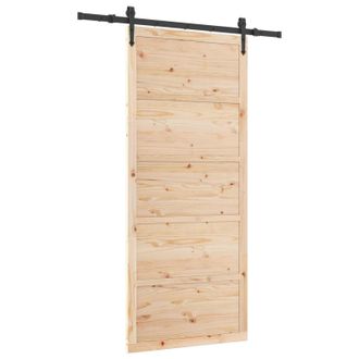 vidaXL Puerta Corredera Natural 80 X 208 Cm Madera De Pino Maciza Vidaxl