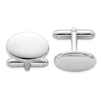 Diamond2Deal Sterling Silver Rhodium Plated Oval Cuff Links