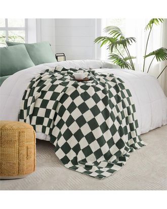 Truly Soft Cozy Checkerboard Reversible Throw