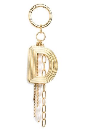 Chelsea28 Initial Faux Pearl Bag Charm in D- White- Gold at Nordstrom