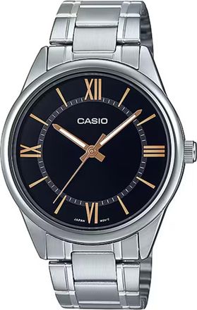 Casio Mens Silver Stainless Steel Watch with Black Dial - MTP-V005D-1B5UDF