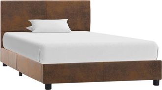 vidaXL Estructura Cama Sin Colch&oacute;n Piel Ante Sint&eacute;tica Marr&oacute;n 90x200cm Vidaxl