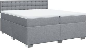 vidaXL Cama Box Spring Con Colch&oacute;n Tela Gris Claro 200x200 Cm Vidaxl