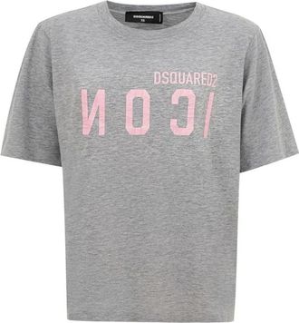 Dsquared2 Elegante katoenen top - Dames - T-shirts - Grijs - XS - Katoen - Tops