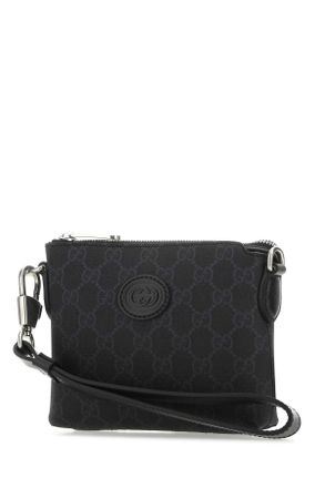 Gucci Mens Black Gg Supreme Fabric Clutch