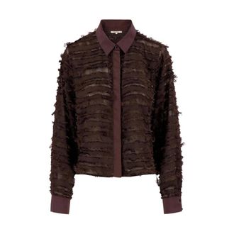 Zusss Zusss Feather Blouse Lange Mouw - Dames - Blouses & Shirts - Bruin - Maat: M