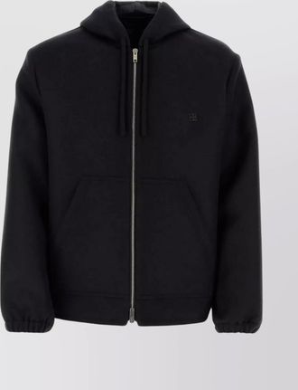 Givenchy silk wool hooded zip sweatshirt
