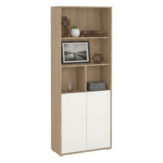 Dmora Dmora - Estante Para Libros Arancio, Estante De Oficina, Porta Libros M&oacute;vil, Biblioteca, 80x34 H205 Cm, Roble Y Blanco