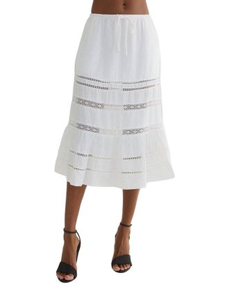 Bella Dahl Lace Trim Tiered Linen Skirt