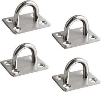 No Brand Mooche 4 Piezas De Ganchos De Techo De Acero Inoxidable 304, Resistentes, 4,6 Cm, Forma De U, Anillo De Sujeci&oacute;n, Placa De Ojo, Placa De M&aacute;stil, Placa