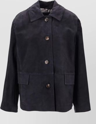 Max Mara lambskin jacket flap pockets collared