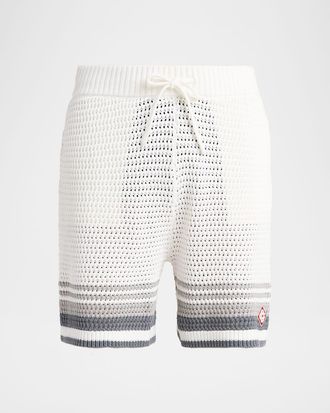 Casablanca Mens Drawstring Crochet Shorts
